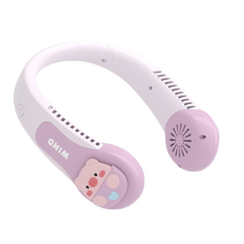 Quạt Đeo Cổ, Quạt Quàng Cổ Tích Điện Mini Không Cánh Dung Lượng Pin Lớn, Gió Mạnh Tặng Kèm Bộ Sạc Tiện Lợi