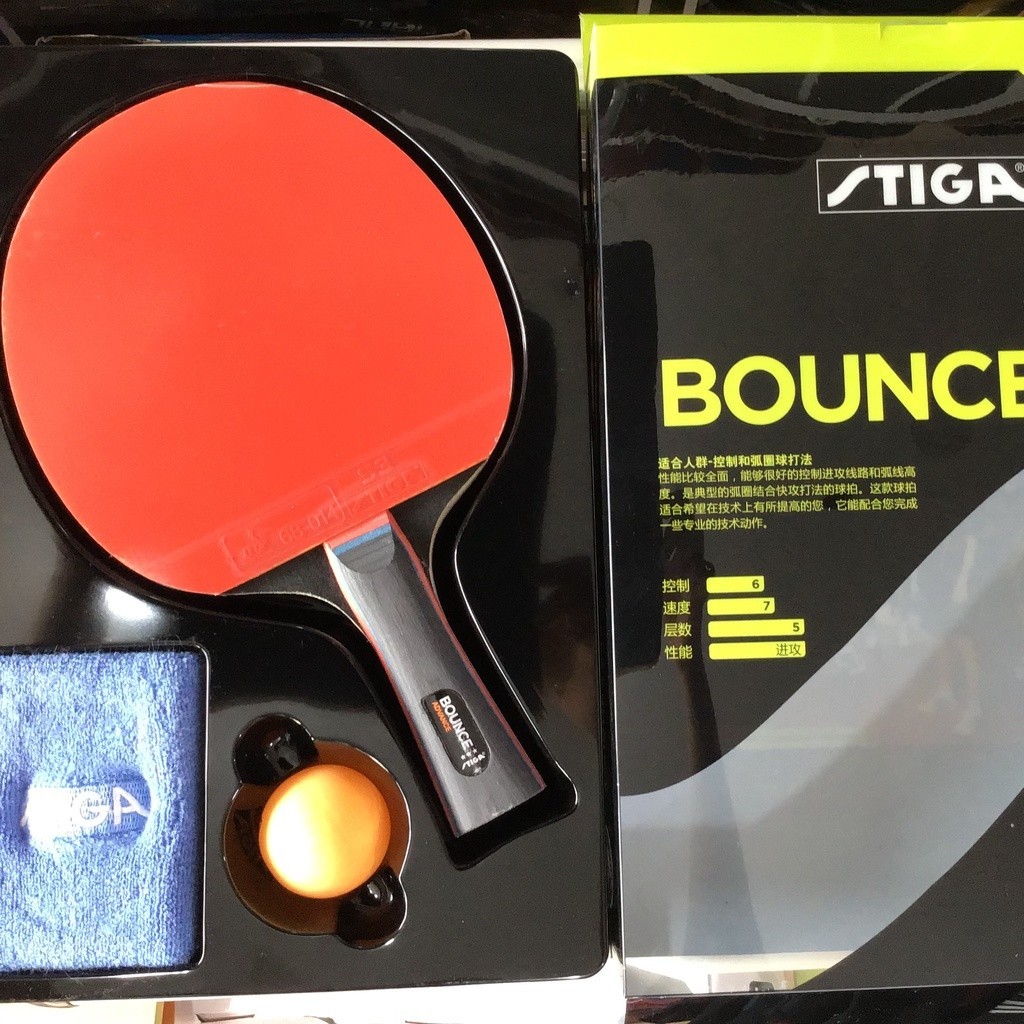 Vợt Bóng Bàn Stiga 3 sao Bounce, Vợt Bóng Bàn Dán Sẵn Tặng Kèm Bóng, Chặn Mồ Hôi