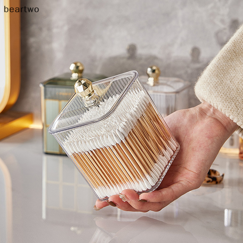 < Beartwo > Hộp đựng khăn bông trong suốt Hộp đựng đồ trang điểm Hộp đựng khăn bông Hộp đựng mỹ phẩm Hộp đựng lọ đựng đồ trong phòng tắm Đẹp