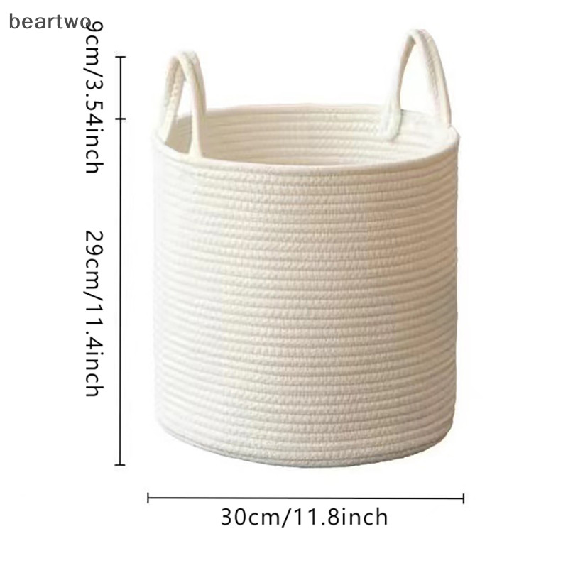 < Beartwo > Nhà sắp xếp và lưu trữ Giỏ trẻ em Dây Cotton dệt Giỏ giặt Đồ lặt vặt Sắp xếp đẹp