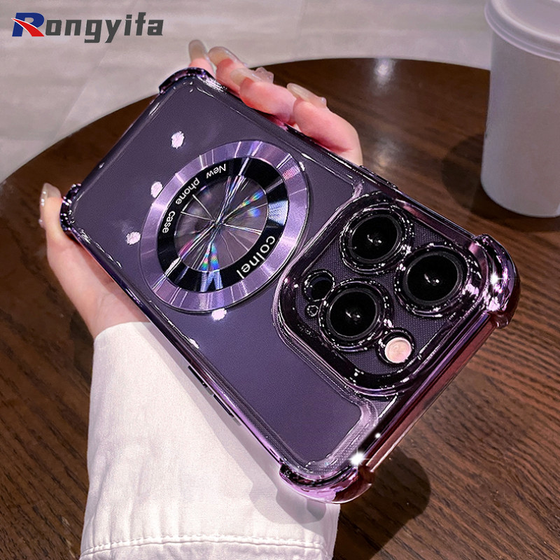 Ốp Điện Thoại Trong Suốt Từ Tính Sang Trọng Cho Vivo X100 Ultra X100s T3 Lite 5G iQOO Neo 9 9s Pro Z9 Turbo Z9X Z8 Z8X Vỏ Chống Sốc Kinh Doanh Sạc Từ Tính Chống Rơi Trong Suốt