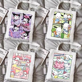 Meowu Túi Tote SANRIO Vải Canvas đi học, đi chơi phong cách dễ thương đáng yêu