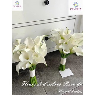 Bó hoa cưới cầm tay cô dâu Cali lily CEVERIA hoa nhân tạo, hoa chụp ảnh cưới CS 001