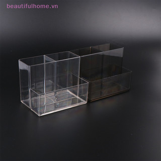 [Beautifulhome] Hộp trang điểm ba lưới trong suốt Bàn chải trang điểm Xô đựng mỹ phẩm Dụng cụ sắp xếp bàn học sinh [làm đẹp]