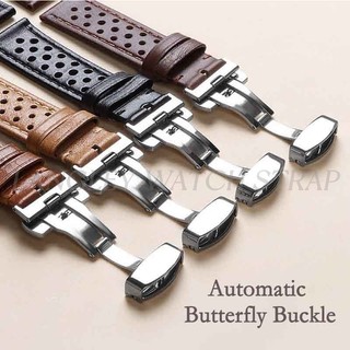 Dây đeo đồng hồ da thật 22mm 20mm 18mm cho thẻ Carrera Dây đeo đồng hồ kinh doanh xốp thoáng khí tự động khóa bướm thay thế dây đeo đồng hồ nam nữ Dây đeo cổ tay nhiệt đới