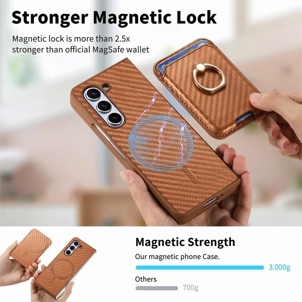 Ví đựng thẻ sợi Carbon 2 trong 1 có thể tháo rời cho Samsung Galaxy Z Fold 6 5 4 5G Vỏ điện thoại có vỏ bảo vệ màn hình