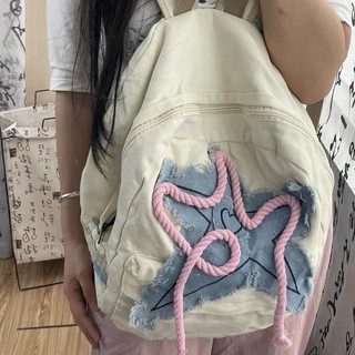 Ba lô Denim hình ngôi sao cổ điển của Mỹ Y2k