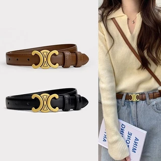 Thắt Lưng Nữ Thời Trang Thắt Lưng Da Nữ Mới 2024 Phong Cách Đa Năng Màu Đen Eo Thẳng Cho Quần Jean Váy Hợp Kim Khóa