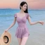Đồ bơi nữ đi biển, Đồ bơi khu nghỉ mát suối nước nóng có miếng đệm ngực, một mảnh in hình mỏng vừa vặn