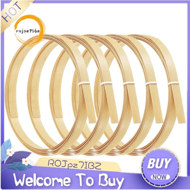 Dải tre để dệt 7 / 16Inchx 10 Ft, 5 gói Khăn lau phẳng mỏng Mây mía Reed để làm giỏ Đồ thủ công DIY, Màu be, Dễ sử dụng Tay nghề tinh xảo bền bỉ