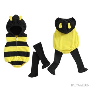 / / -0-24 Tháng Dễ Thương Bé Trai / Bé Gái Halloween Bee Trang Phục Hóa Trang Có Mũ Trùm Đầu Khóa Kéo Áo Liền Quần Không Tay Có Tất