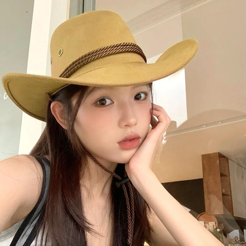 Jkdesign Mũ Cao Bồi, Màu Trơn Vintage Nam Nữ Cosplay Da Lộn Jazz Mũ, Beanies Trang Phục Hóa Trang Mũ Giả Nỉ Da Mũ Chống Nắng Ngoài Trời
