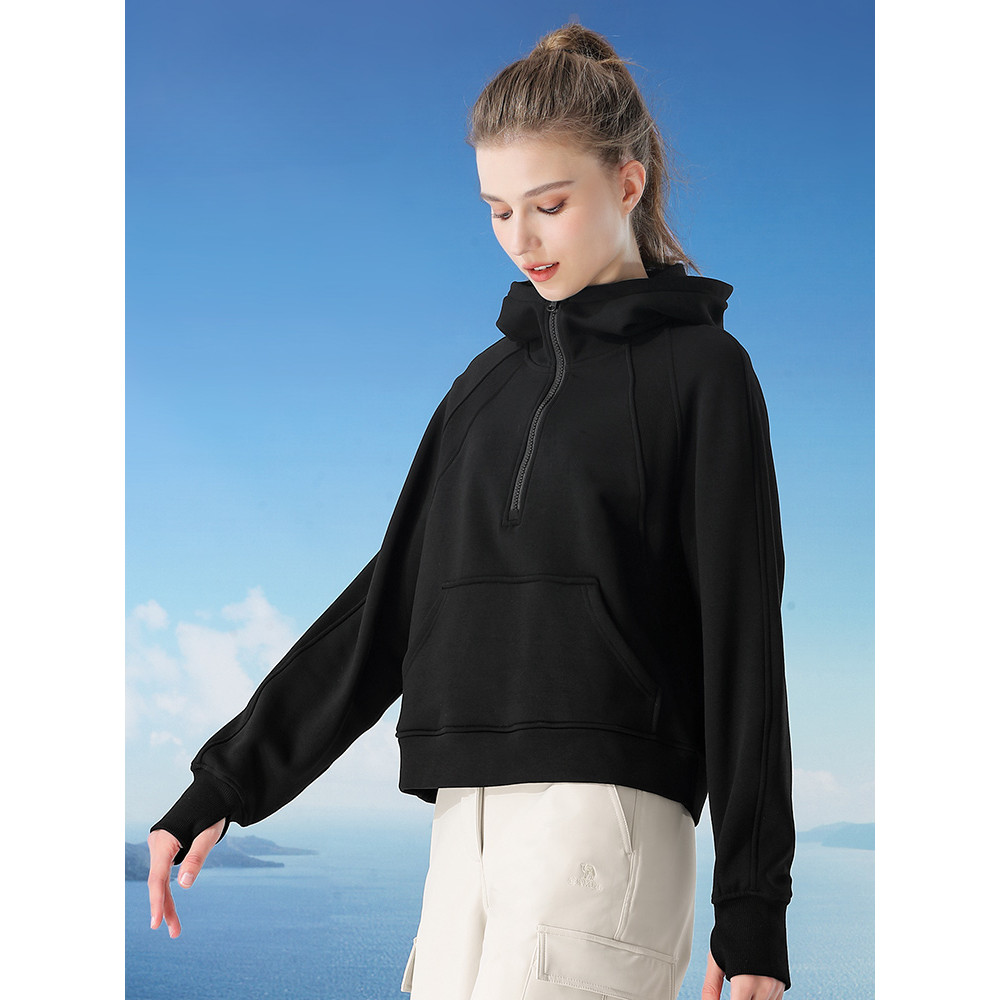 Ảnh CAMEL CROWN Yoga Quần Áo Nữ Plus Nhung Nửa Mở Ngực Áo Len Thể Thao Thông Thường 4