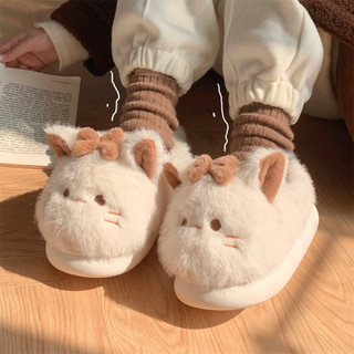 XIXITIAO Dép Cotton Nữ Ấm Áp Nhà Trong Nhà Sang Trọng Đế Mềm Dễ Thương Kitty Thoải Mái