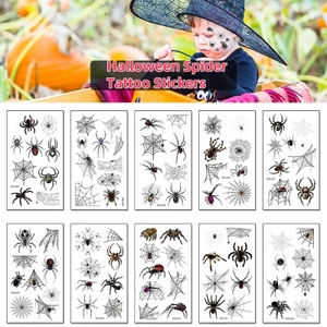Halloween Đen Nhện Hình Xăm Miếng Dán Chống Thấm Nước Cô Gái Bé Trai Cánh Tay Hình Xăm Dán Sáng Tạo Đảng Quà Tặng