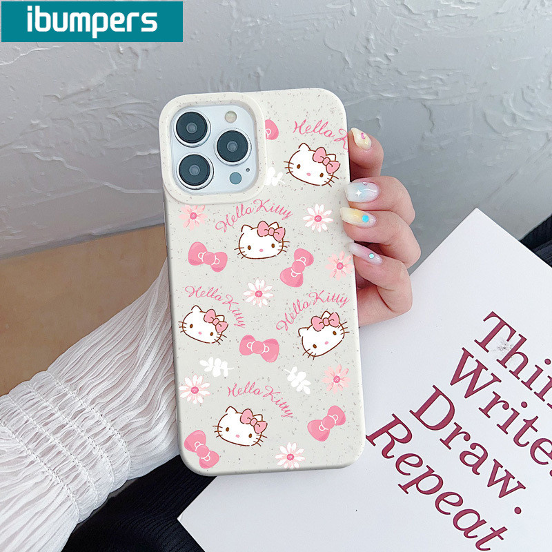 ibumpers Ốp Lưng iPhone Dễ Thương Hello Kitty Màu Trắng Ốp Điện Thoại Dày Dặn Silicon Mềm Chống Sốc Chống Bẩn Cho Iphone 16 15 14 12 13 11 Pro Max IP 7 8 Plus X XS XR