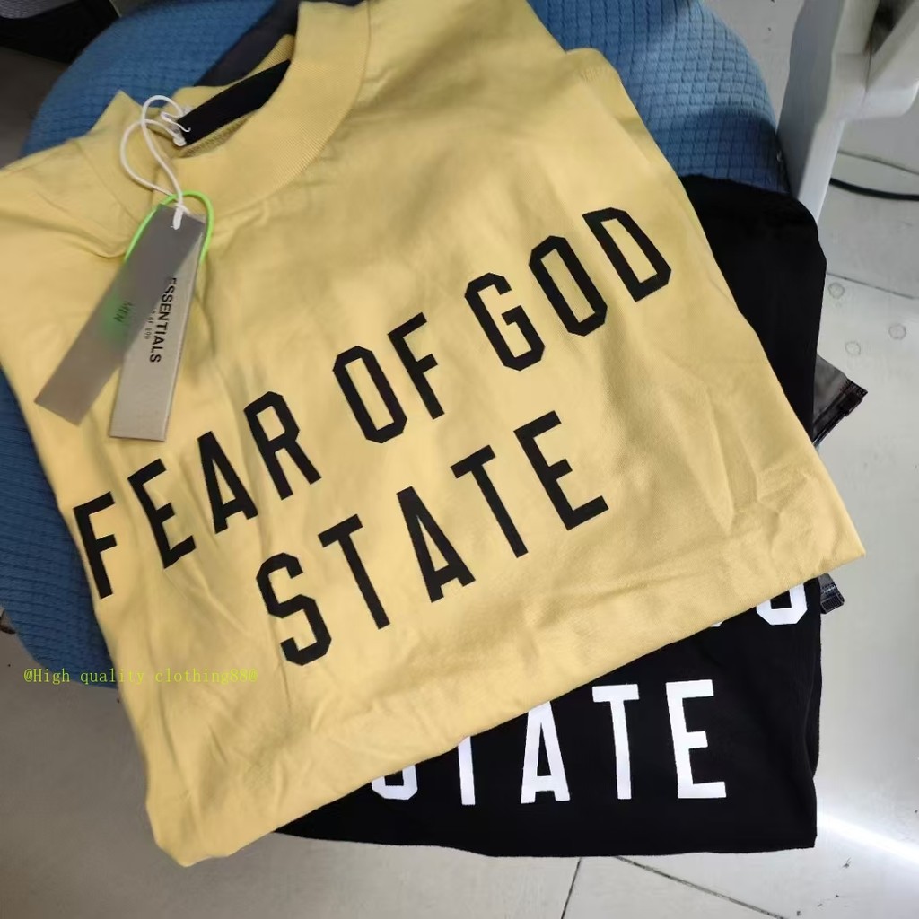 * * * * Chất Lượng Cao * * * Phong Cách Mới Cotton Nguyên Chất FOG Sợ Chúa Thời Trang Chữ Nam Nữ Cổ Cao Cổ Tròn Áo Thun Tay Ngắn