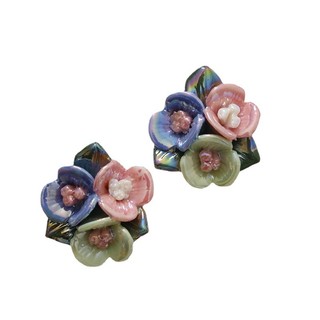 Ba bông hoa hồng nhiều màu sắc, lá xanh, phụ kiện tóc bằng gốm, trang sức tai DIY cho phụ nữ, dễ kết hợp