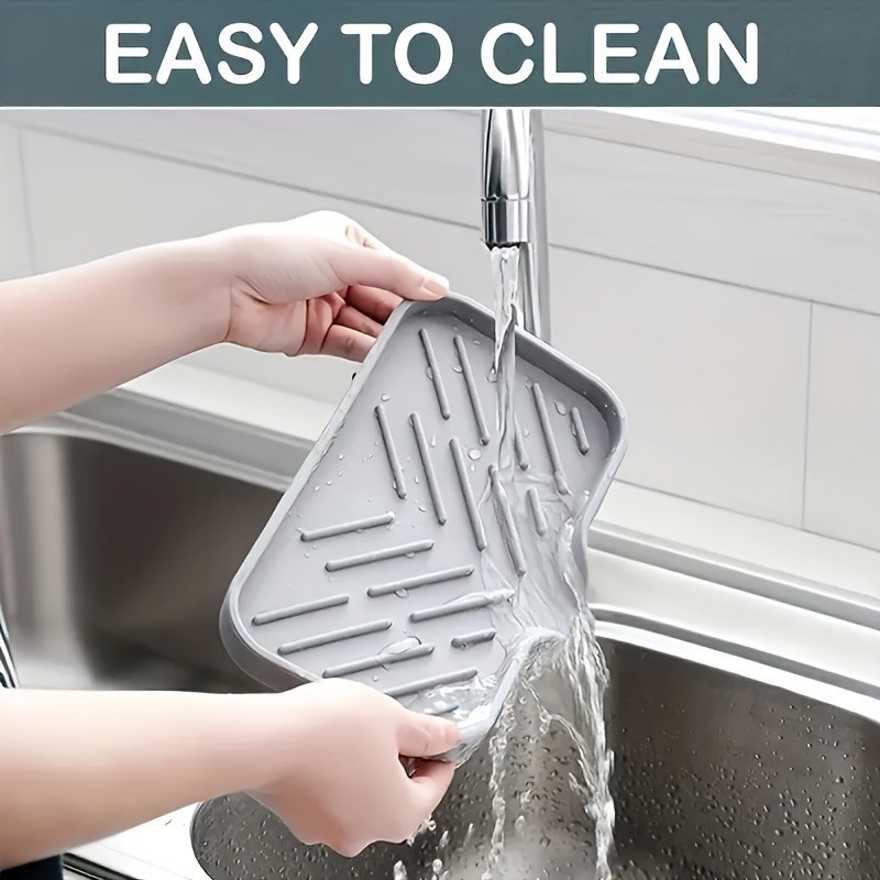 Giá đỡ lưu trữ bọt biển, Khay tự thoát nước Nhà tổ chức bồn rửa Khay silicon, Mặt bàn bền bỉ Bồn rửa xà phòng Tiện-FE123
