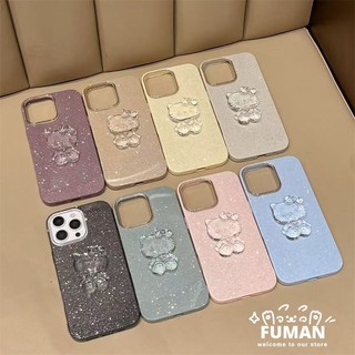Ốp Điện Thoại 3D Crystal Kitty Mới Cho iPhone 16 Pro Max 15 14 Plus 13 12 Pro Max Lấp Lánh Vỏ Dễ Thương Đơn Giản Màu Kẹo Chống Sốc Cứng IMD Ốp Lưng