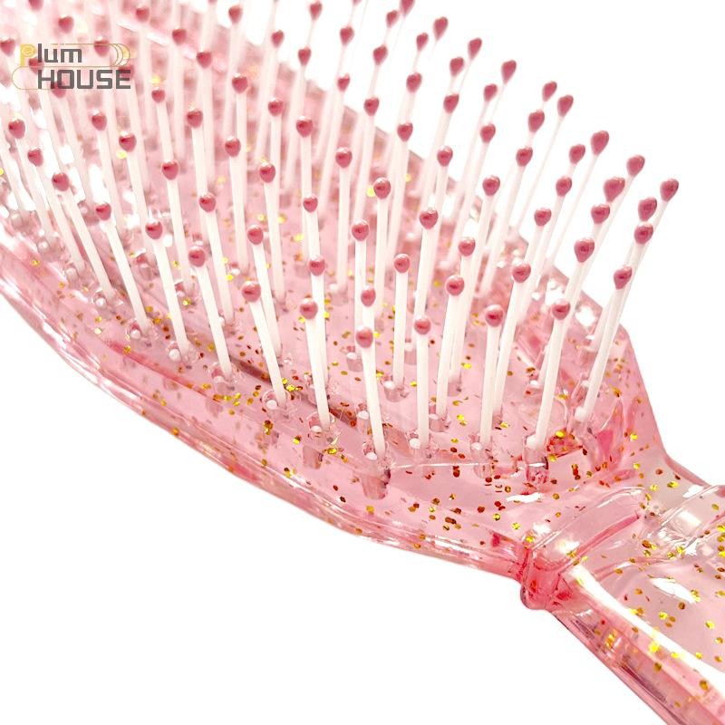 PlumHOUSE Trong Suốt Sáng Bóng Lược Bé Gái Tóc Da Đầu Massage Lược Chải Tóc Răng Rộng Lược Nữ Salon Làm Tóc Dụng Cụ Tạo Kiểu Quà Tặng VN