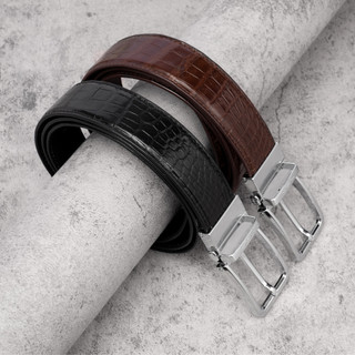 Thắt lưng da xỏ kim, thắt lưng da cá sấu thật FTTLeather dây nịt nam da bụng mặt xỏ kim cao cấp DF94