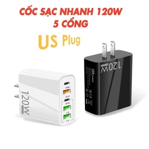 Củ sạc nhanh 5 cổng USB Type C 120W 65w tiện lợi khi du lịch