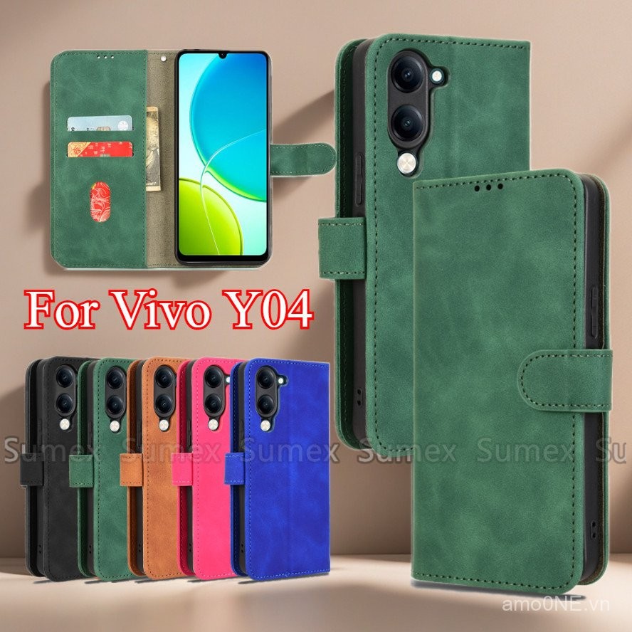Dành Cho Vivo Y04 4G Y29S Y29T 5G 2025 Ốp Điện Thoại Da Lật Chống Sốc Chống Rơi Đứng Giá Đỡ Ví Từ Vỏ VivoY04 Vevo Y 04 04Y 5G NH6U