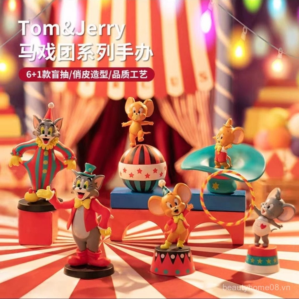 TOM & JERRY Hộp bí ẩn Circus Series Nhân vật Đồ trang trí dễ thương Quà tặng sinh nhật Trang trí máy tính để bàn