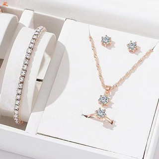 Cô Dâu Kim Cương Giả Vòng Cổ Bông Tai Vòng Tay Bộ Nhẫn Lấp Lánh Full Kim Cương Giả Đồ Trang Trí Bộ Cho Ngày Của Mẹ Quà Tặng Kỷ Niệm