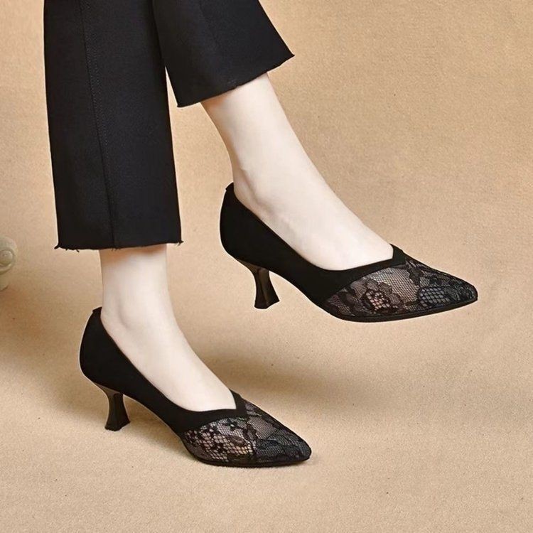 ✨Sang Trọng Gót Giày Mũi Nhọn Ngón Chân Đế Rỗng Giày 2025 Xuân Hè Mềm Gạc Nông Miệng 25.7.29