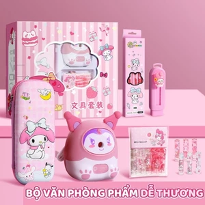 Quà Tặng Dụng Cụ Học Tập Màu Hồng - Bộ Đồ Dùng Học Tập Dễ Thương, Giá Rẻ, Đầy Đủ Dụng Cụ Cho Bé