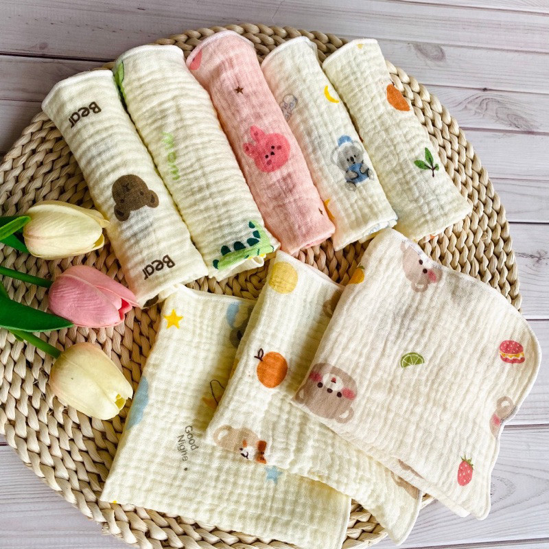 set 10 khăn sữa musslin organic siêu mềm cho bé