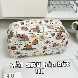 Hộp túi đựng bút 3 ngăn khóa kéo trong suốt dễ thương Capybara, My Melody