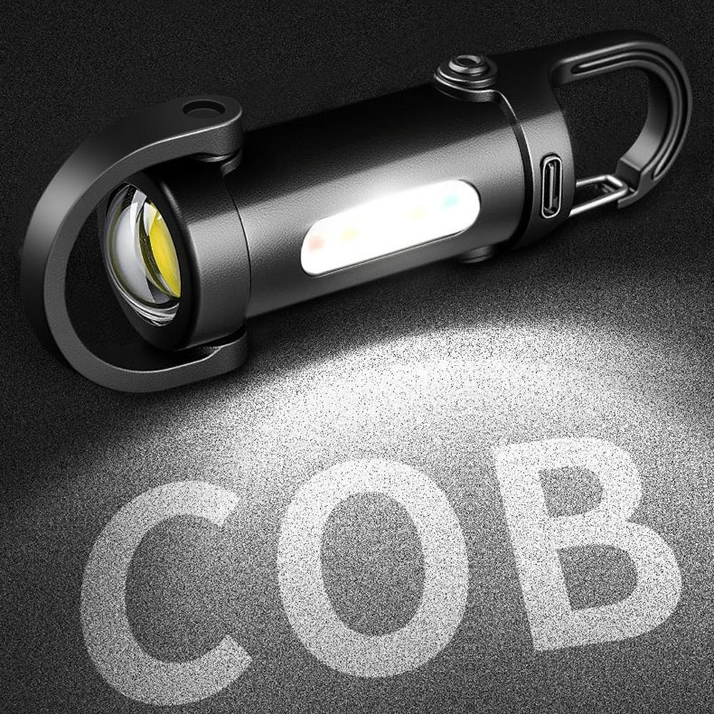 Đèn pin móc khóa ESSENCEH, COB LED sạc USB, mini di động, đèn đỏ/xanh, dùng cắm trại, tìm kiếm, đi bộ