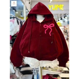 Áo khoác nỉ unisex nam nữ mùa đông in họa tiết nơ ngực chữ "Everything Okay" thời trang, ấm áp-THU BIO98