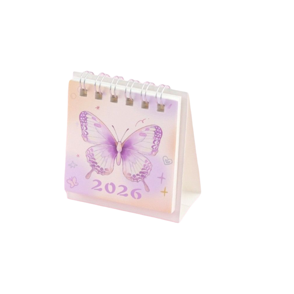 HIGHVIEWLS 2026 Lịch Để Bàn, Phim Hoạt Hình Nhỏ Lịch Mini, Trang Trí Máy Tính Để Bàn Dễ Thương Đứng Lật Lập Kế Hoạch Lịch Làm Quà Tặng