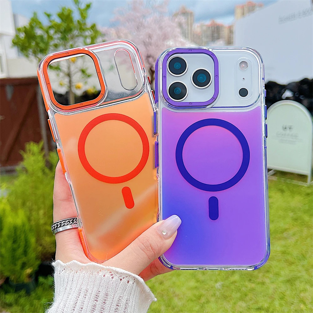 Ốp Điện Thoại Từ Tính Chuyển Đổi Ống Kính Kim Loại Cho iPhone 17 Air 16 13 Pro Max 12 11 14 Plus 16E Ốp Lưng Trong Suốt Nhiều Màu Sắc
