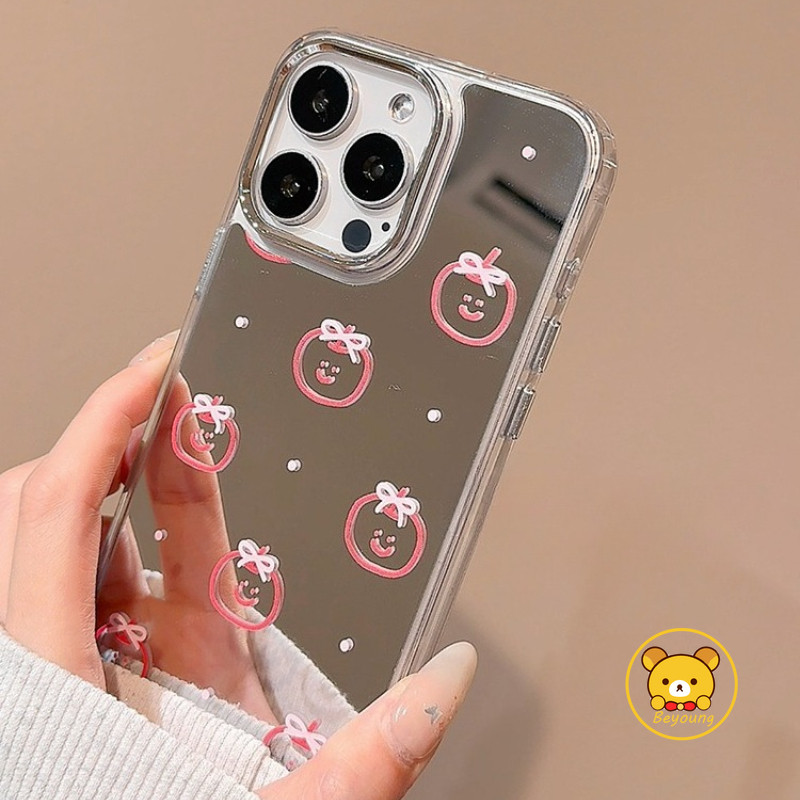 Ốp Gương Họa Tiết Apple Cho OPPO A6 Pro A5 A5X A2M A3X A3 A2 Pro A98 A80 A79 A59 A16K A16E A1 F29 F27 Pro Plus F23 5G 4G Vỏ Điện Thoại Hoạt Hình Dễ Thương Chống Rơi Ốp Lưng