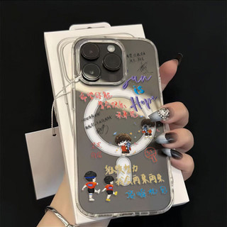 Ốp điện thoại Shatou chắc chắn và tự tin cho iPhone16 15 14 11 13 12 X XS Pro Max XR Mini Xr 7 8 Plus Vỏ bảo vệ từ tính chống sốc trong suốt không màu vàng
