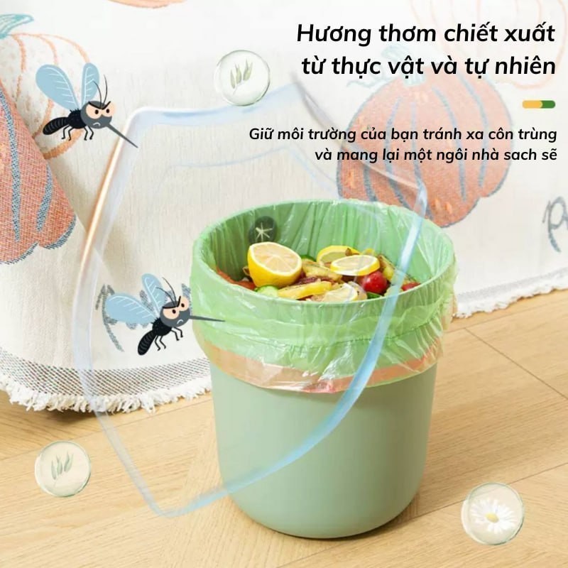 Túi Đựng Rác Dây Rút Hương Ngải Cứu Xua Đuổi Ruồi Muỗi, Côn Trùng - Túi Rác Tự Phân Hủy Thân Thiện Môi Trường