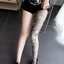 Quần lót hoa mẫu đơn WOODNEST, Quần legging Hình xăm giả Quần in hình gợi cảm cho nữ, Vớ lưới phối cảnh mùa hè