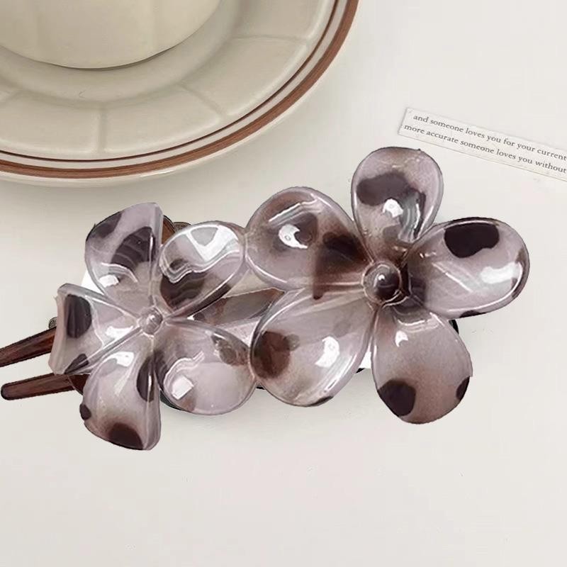 Mới Da Báo In Tóc Mỏ Vịt Kẹp Hoa Trầy Xước Tóc Bên Tóc Nổ