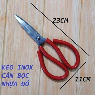 Kéo Cắt Gà Cán Đỏ Sắc Bén 23cm,Kéo Làm Bếp Đa Năng Cán Bọc Nhựa Đỏ
