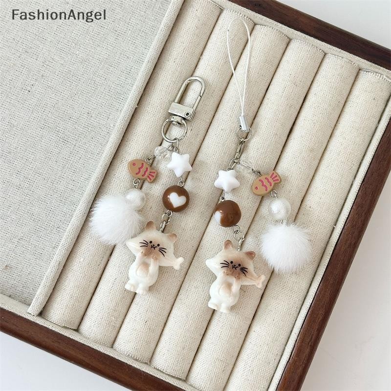 FashionAngel Dễ Thương Mèo Con Hạt Móc Khóa Mặt Dây Chuyền Ngôi Sao Cá Quyến Rũ Dây Xích Điện Thoại Cô Gái Đáng Yêu Ba Lô Túi Trang Trí Cặp Đôi Quà Tặng VN