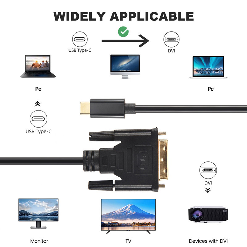 Cáp USB TYPE C sang DVI USB Type C sang DVI 24 + 1 4K 30Hz (6FT / 1.8M) cho 3 cho 2017 / 2016 Pro