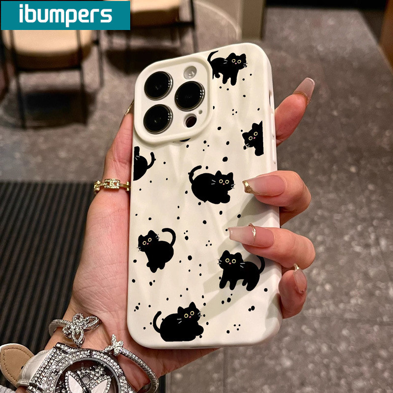 ibumpers Ốp Lưng iPhone Hàn Quốc Cute Mèo Silicon Ốp Điện Thoại Mềm Chống Sốc Chống Bẩn Cho Iphone 16 15 14 12 13 11 Pro Max IP 7 8 Plus X XS XR
