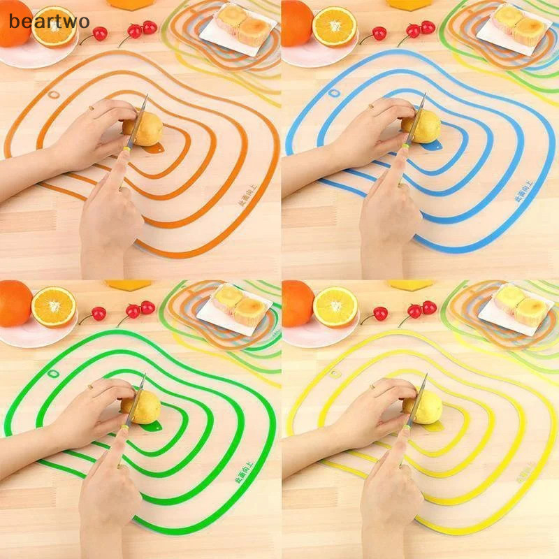 < Beartwo > Ba Kích Cỡ Dây Màu Nhà Bếp Chống Trơn Trượt Cắt Khối Công Cụ Linh Hoạt Trong Suốt Cutg Board Nhà Bếp PP Cutg Board Đẹp