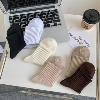 Luimo 1 Đôi Tất Ngắn Màu Trơn Cho Nữ Mùa Thu Cotton Thoáng Khí Mềm Giữa Ống Tất Thể Thao Thông Thường Bé Gái Mỏng Tươi Tất SBS