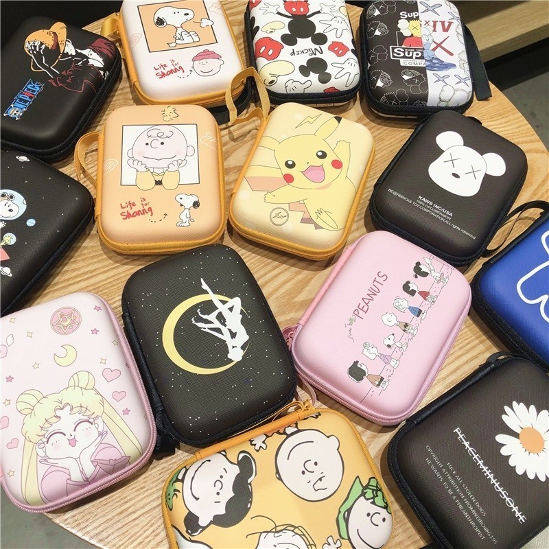 Túi đựng đồ du lịch Snoopy dễ thương Túi đựng đồ kỹ thuật số / mỹ phẩm Tai nghe Túi Keycahin